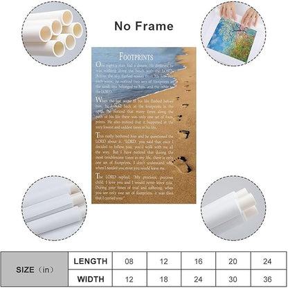 AYLIDEGHSF Footprints In The Sand Wall Art Footprints In The Sand Poster Foot Prints Poem Gifts Wall Decor Aesthetic Unframe-style 12x18inch(30x45cm)