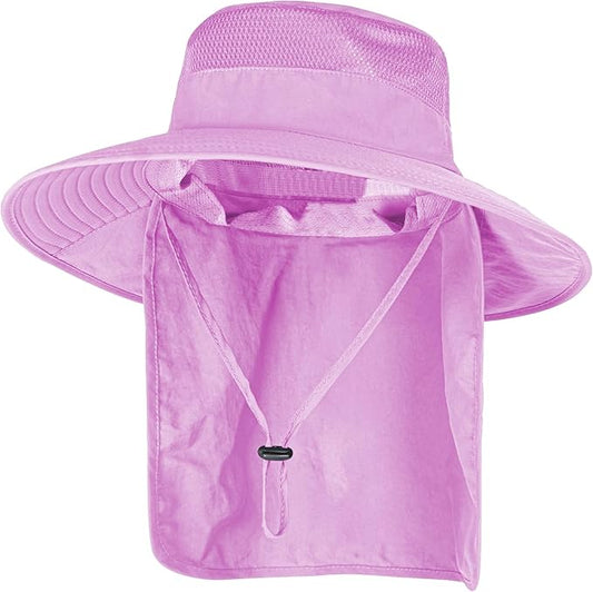 Sun Hats for Men Women Fishing Hat UPF 50+ Breathable Wide Brim Bucket Hats Summer UV Protection Safari Hat with Neck Flap