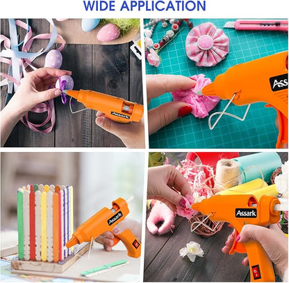 Hot Glue Gun Kit with 30 Glue Sticks(130mm x 7mm), Fast Preheating Hot Melt, High Temp for School Crafts DIY Arts and Quick Home Repairs, 20W Orange