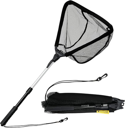 Black Paw Floating Fishing Net - Telescopic Foldable Fish Landing Net with Adjustable Mesh Head, Built in Length Scale