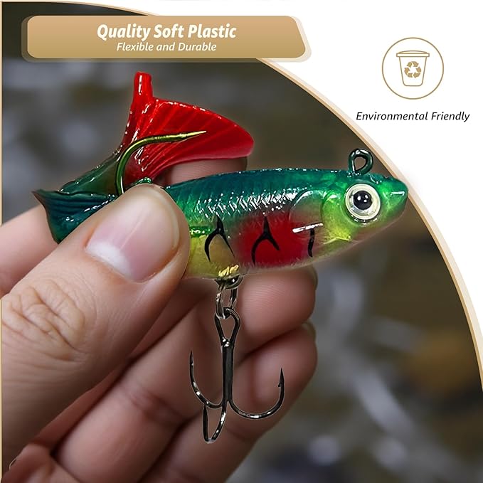 Inmorven Soft Fishing Lures Shad Minnow Swimbaits, Pre-Rigged Jig Head Paddle Tail Swimbaits for Freshwater and Saltwater, Jigs Fishing Bait for Bass Crappie Trout Walleye, Fishing Gifts for Men