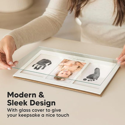 Inkless Baby Hand and Footprint Kit Boy, Girl - No Mess Ink Pad for Handprint, Clean Touch Dog Paw Print Kit, Personalized Baby Shower Gifts, Nursery Newborn Keepsake Frame (Gunmetal Gray)