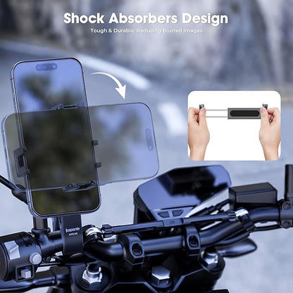 Riding Phone Clip Kit, Dual Knob Single Socket Arm and Aluminium Handlebar Base Mount Strong Rod Clamp, Suitable for Installation in 0.55-1.77” Diameter Steel Round Bar (KPS-07)