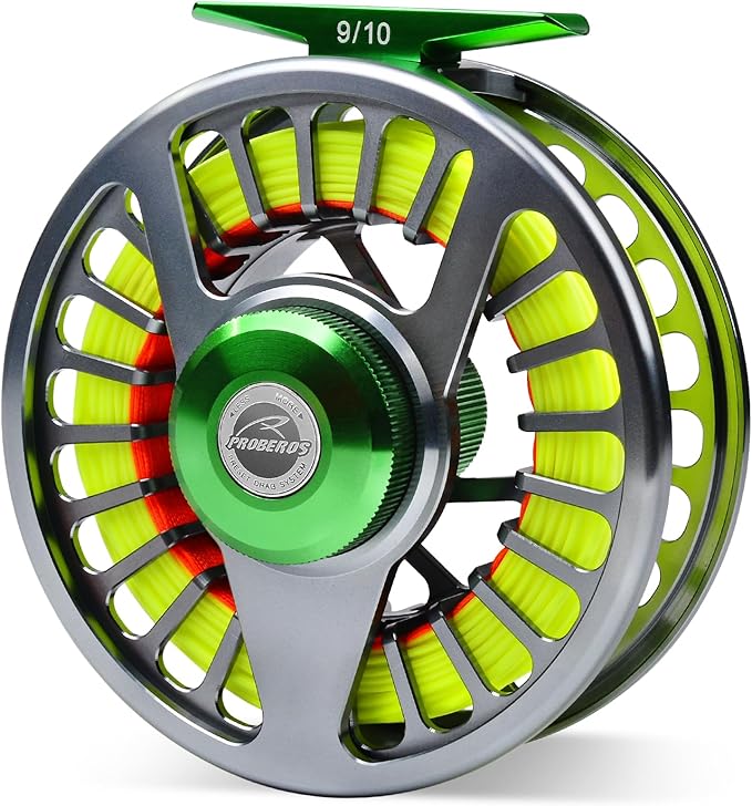 Fly Fishing Reel Fly Reels - Large Arbor CNC-Machined Aluminum Alloy Body Light Weight 5/7, 7/9, 9/10 wt (Black, Green, Silver/Blue, Gray-Green, Silver-Blue,Gunmetal,Ice Blue,Sapphire Blue)