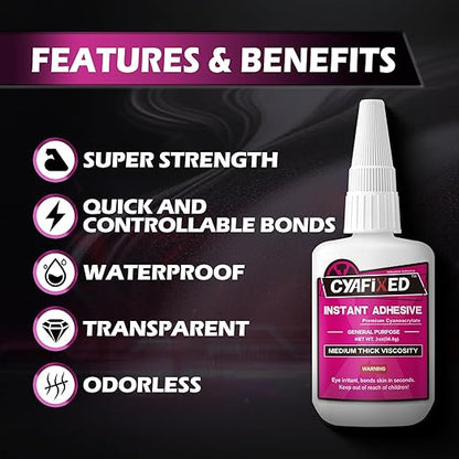 Super Glue Liquid for Plastic Ceramic Aquarium, 113.6 Gram Medium Thick All Purpose Clear Cyanoacrylate Adhesive, Heavy Duty CA Glue for Wood 3D Print Model Shoe Leather Glass Metal Rubber Craft