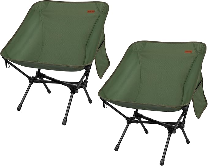 TOBTOS 2 Pack Ultralight Camping Chair, Portable Folding Backpacking Chair, Compact Camping Chair with Carry Bag for Outdoor Camp Hiking Backpack Beach Travel (Green)