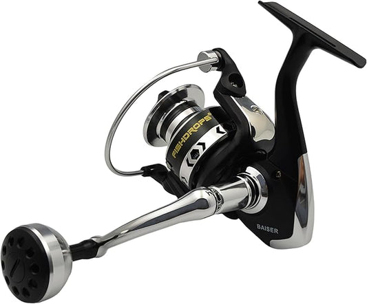 Spinning Fishing Reels, Lightweight Spinning Reel, 15.5 LBs Max Drag, 5.1:1/5.5:1 High Speed Ultra Smooth Powerful with CNC Aluminum Spool Fishing Reels Freshwater(Black/Gold)