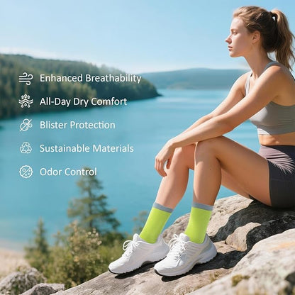 2-Pack Moisture-Wicking Hiking Socks for Men & Women - Quick-Dry, Anti-Blister & Odor Control for Running, Trekking