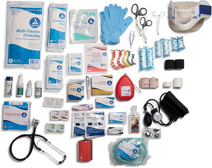 Scherber Fully-Stocked First Responder Bag | Large Professional EMT/EMS Trauma & Bleeding Kit | HSA/FSA Approved | CAT Tourniquet, HyFin Chest Seal, Israeli Bandage & 250+ First Aid Supplies (Blue)