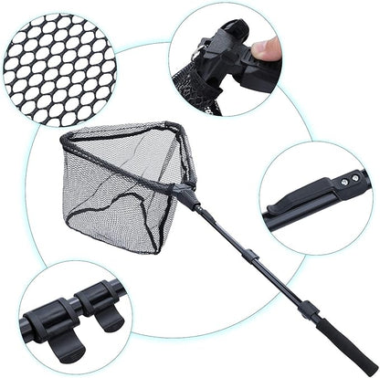 Sougayilang Fishing Net Fish Landing Net, Foldable Collapsible Telescopic Pole with EVA Handle, Durable Nylon Material Mesh, Safe Fish Catching or Releasing