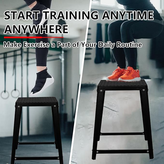 Plyometric Jump Box Set,12/18/24/30 Inch Anti-slip Jump Box Exercise,Red Plyo Box,Steel Step Up Box for Workout,Fitness Step Up Box Jumps for Home Gym Training