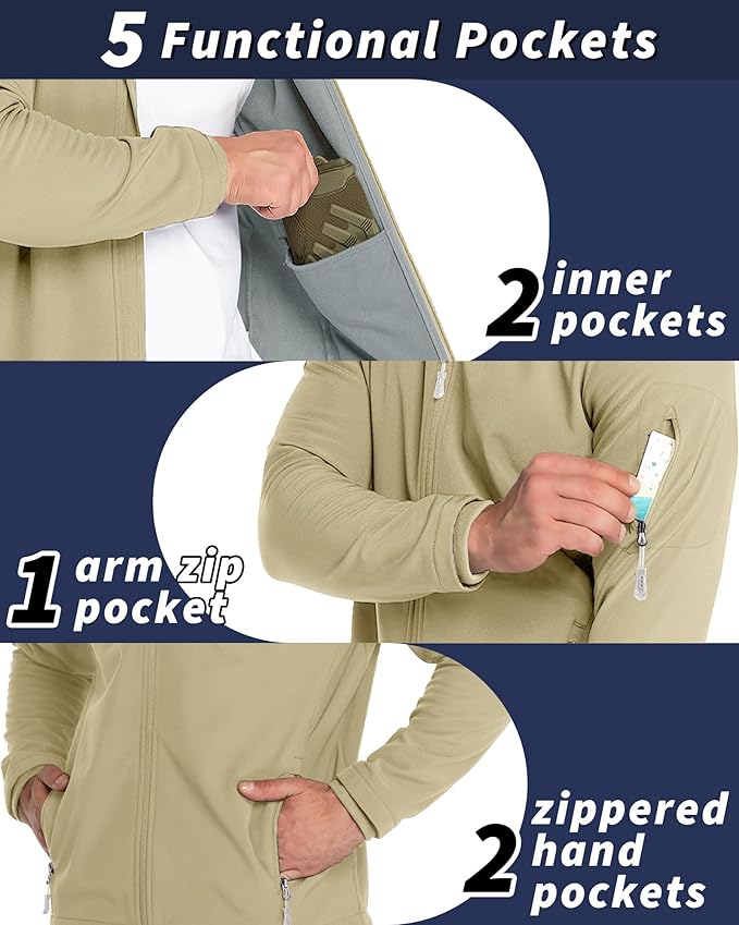 33,000ft Men's Hooded Softshell Jacket Waterproof Lightweight Insulated Windbreaker Fleece Lined Rain Shell Jacket