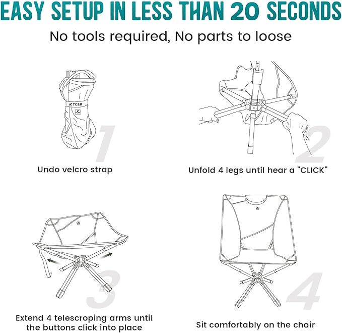 Portable High Back Camping Chair with Adjustable Height, Small Compact Outdoor Folding Chair for Adults Travel, Riselite Collapsible Lightweight Packable Camp Chairs, Easy Carry and Quick Setup