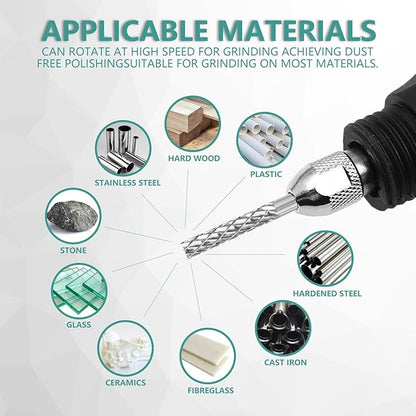 CATITO Carbide Burr Set Die Grinder Bit, 10Pcs 1/8" Shank Double Cut Carbide Rotary Burr Set for Steel, Wood and Metal Working, Engraving, polishing and Cleaning.