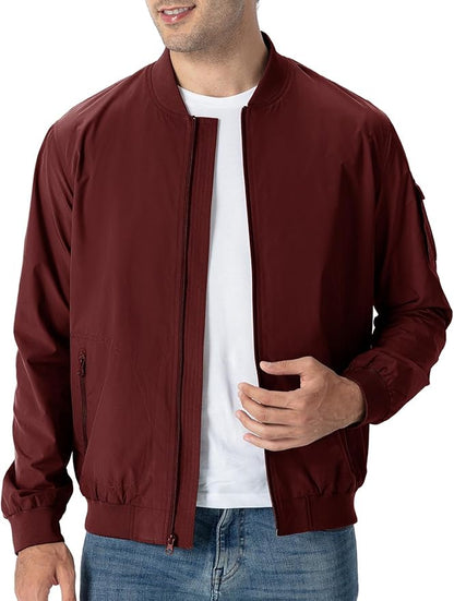TBMPOY Men's Lightweight Bomber Jackets Light Windbreaker Casual Stylish Fall Golf Zip Up Dress Business Varsity