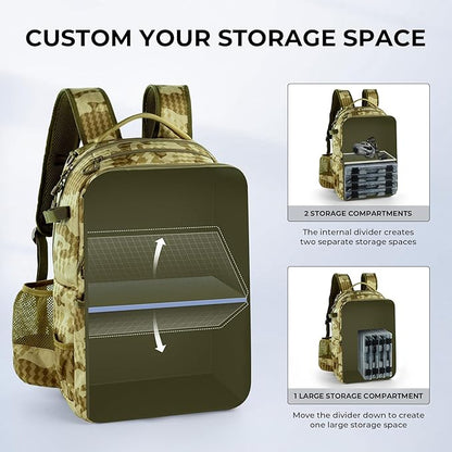 KastKing BaitSpace 50L Fishing Tackle Backpack with Removable Bait Binder,2 Rod Holders Storage Fishing Gear and Equipment