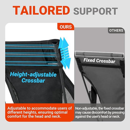 Overmont Portable High-Back Camping Chair - 440LBS Support Oversized Lightweight Folding Backpacking Chair for Adults - Compact with Detachable Pillow for Outdoor Travel Hiking Beach Fishing