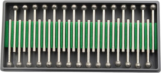 30Pcs 6mm Ball,3mm Shaft,Diamond Stone Abrasive Burs Burr Grit Bits for Rotary Tool Grinding Head Jewelry Lapidary Woodworking (Ball 6mm)