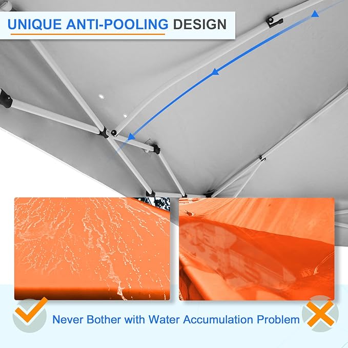 EAGLE PEAK Pop Up Canopy Tent with Wheeled Carry Bag, 8 Stakes, 4 Ropes, 4 Weight Bags, Easy Set Up Tent Canopy, 12x12 ft, 144sqft of Shade, Orange