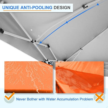EAGLE PEAK Pop Up Canopy Tent with Wheeled Carry Bag, 8 Stakes, 4 Ropes, 4 Weight Bags, Easy Set Up Tent Canopy, 12x12 ft, 144sqft of Shade, Orange