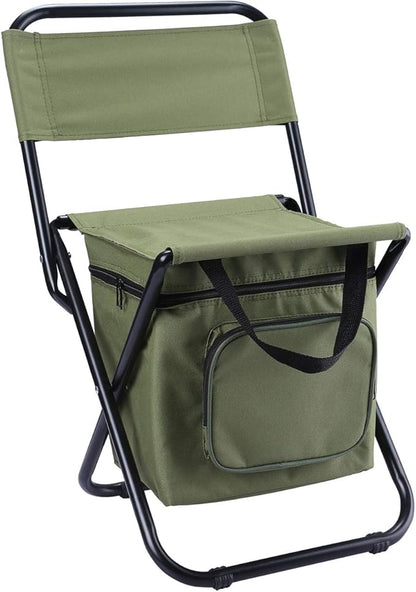 LEADALLWAY Fishing Chair with Cooler Bag Compact Fishing Stool Foldable Camping Chair