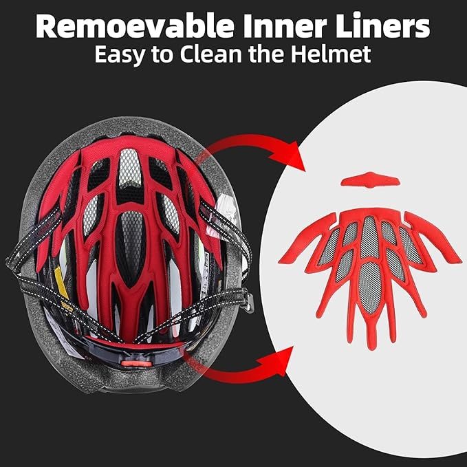 Shinmax Bike Helmet, CPSC/CPC Bike Helmet for Adult Men Women with Magnetic Goggles&Led Back Light Cycling Helmet Adjustable SM-T69