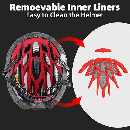 Shinmax Bike Helmet, CPSC/CPC Bike Helmet for Adult Men Women with Magnetic Goggles&Led Back Light Cycling Helmet Adjustable SM-T69