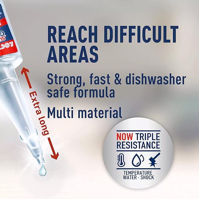 Loctite Super Glue Liquid Longneck Bottle, Clear, 0.35 fl oz Bottle, 6 Pack - Superglue for Plastic, Wood, Metal, Crafts & Repair, Cyanoacrylate Adhesive Instant Glue, Quick Dry