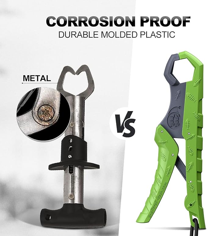 SNAIL TRAIL 7.5''/9'' Floating Fish Gripper, Fishing Grabber, Catfish Mouth Pliers, Caught Bass Holder, Digital Scale Hook Clamp, Saltwater Lip Grip Tool with Lanyard, Gifts for Men