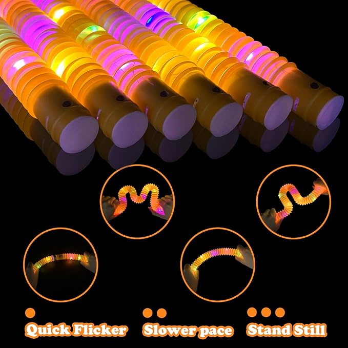 24 PCS Orange Glow Sticks Pop Tubes for kids,Light Up Glow Necklaces Bracelets Party Favors Gifts Accessories for Toddlers, Glow New Year Eve Birthday Camping Party Decorations for Boys Girls