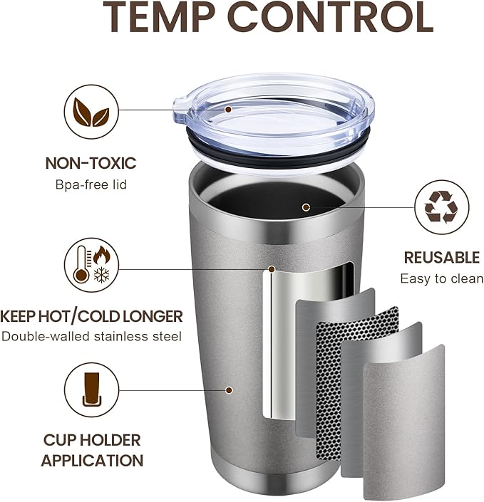 MEWAY 20oz Tumbler 12 Pack Double Wall Vacuum Insulated Travel Mug Bulk, Stainless Steel Tumblers with Lid and Straw, Durable Powder Coated Coffee Cups for Cold & Hot Drinks (Cold Gray, 12)