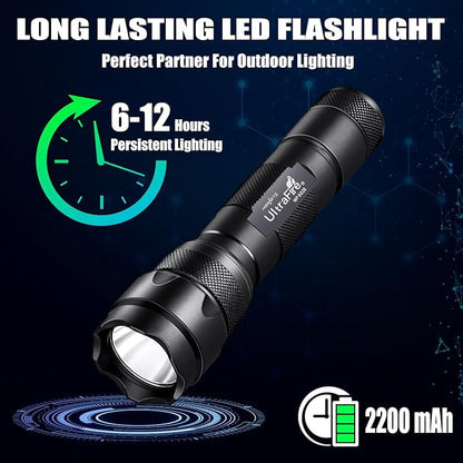 ULTRAFIRE Tactical Flashlight WF-502B 1000 Lumens - Single Mode Mini LED Flashlight,Bright Military-Grade Police Flashlight for Security, Camping and Emergency