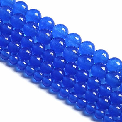 90PCS 8MM Deep Blue Chalcedony Natural Stone Loose Beads for Jewelry Making DIY Bracelet