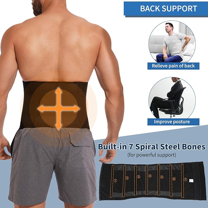 MISS MOLY Waist Trainer for Men Corset with Steel Bones Stomach Belt Waist Trimmer Belly Girdle for Fitness Body Shaper