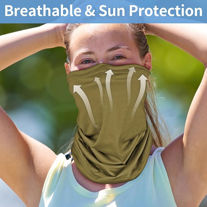 5 Pack Neck Gaiter Face Cover for UV Sun Protection, Dustproof Breathable Cooling Gator for Men Women Outdoor Sports