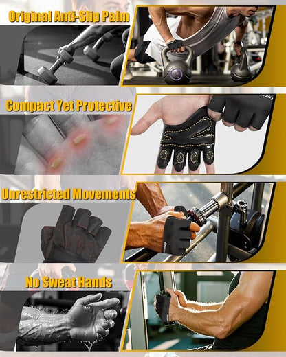 RIGWARL Weight Lifting Workout Gloves Men Women, Breathable Barehand Gym Gloves for Weightlifting Rowing Exercise Training Fitness Crossfit WODs