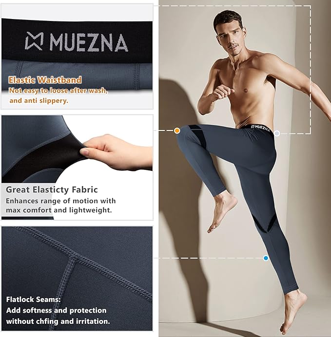 Muezna Men's Thermal Top and Bottom Set Underwear Long Johns Base Layer with Soft Fleece Lined