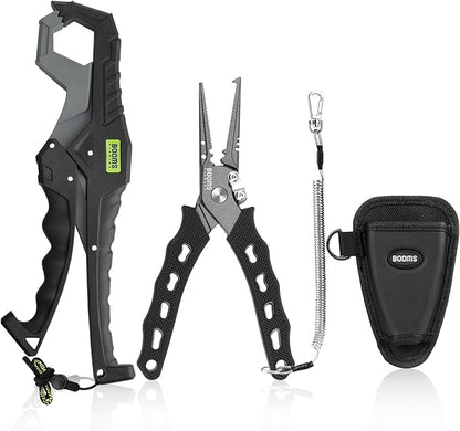 Booms Fishing F07 Pliers Hook Remover, Split Ring Pliers Stainless Steel, Saltwater Tools With Lanyard and Sheath, Gift for Men