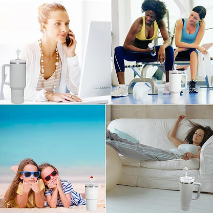 Stanley Cup Accessories Set - 6 Pcs Silicone Spill Proof Stopper, 2 Straw Cover Caps, 1 Silicone Boot for 40/30oz Tumbler (Fog)