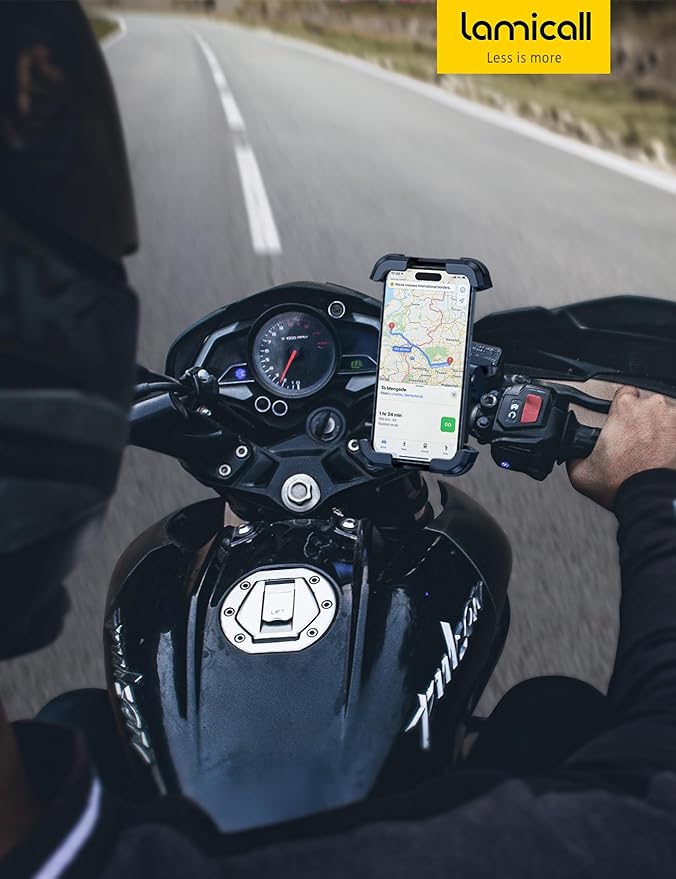 Lamicall Motorcycle Phone Mount Holder - [Dual Vibration Dampener] [Upgrade Handlebar Clip] Motorcycle Cell Phone Holder, Bike Phone Mount, Fit iPhone 16/15/14/13 Pro Max, 4.7-6.7" Phones, Green