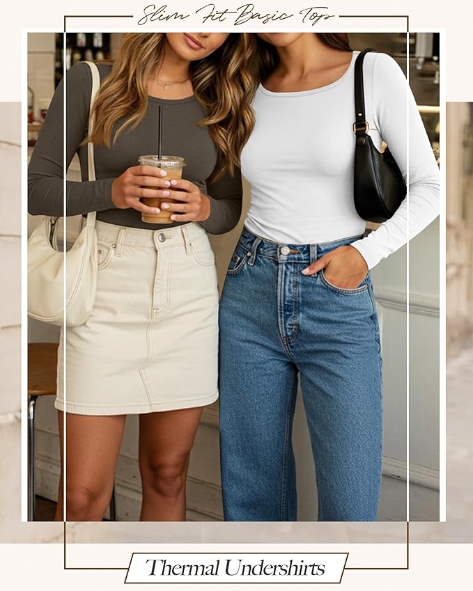 Neer 3 Pack Women's Thermal Shirts Long Sleeve Crew Neck Fleece Lined Undershirts Slim Fit Basic Tops Winter Base Layer