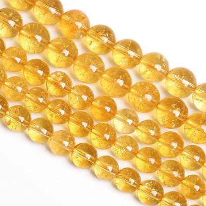 75PCS 10MM Natural Citrine Yellow Quartz Crystal Round Spacer Loose Beads for Jewelry Making DIY Bracelet Necklace