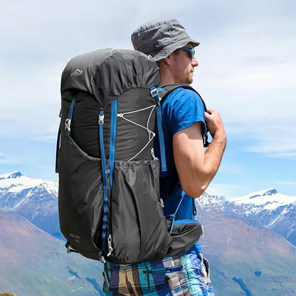 55L Internal Frame Waterproof Hiking Camping Backpack with 3L Water Bladder and Rain Cover, Large Lightweight Travel Daypack Rucksack for Climbing (8120 Dark Gray)