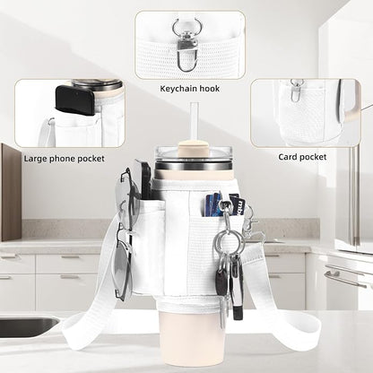 All Day Quencher Carry All for Stanley 40/30 oz Tumbler, Crossbody Bag with Phone Holder & Strap, Water Bottle Carrier Bag