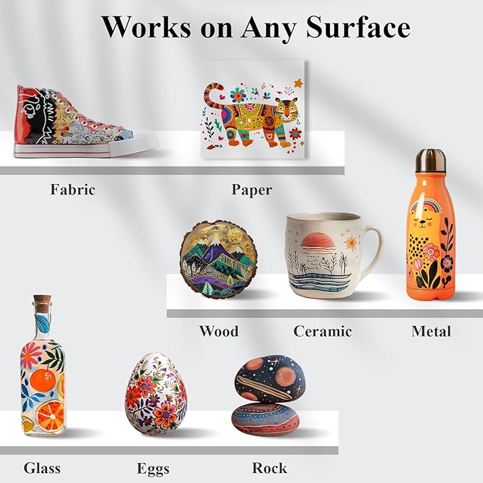 Acrylic Paint Markers, 24 Colors Dual Tip Acrylic Paint Pens for Rock Painting, Fabric, Wood, Canvas, Stone, Glass, Scrapbook, DIY Crafts & Art Supplies - Stocking Stuffers & Christmas Gifts.