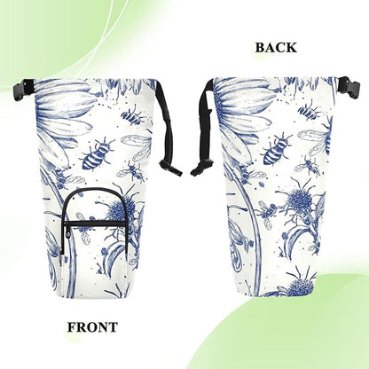 Ink Bees Daisy Water Bottle Holder with Strap Insulated Water Bottle Carrier Crossbody Bags Pouch with Phone Pocket for Travel Gym Hiking Walking Running