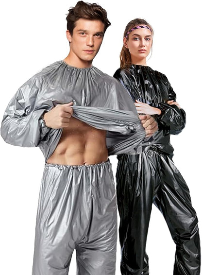 Sauna Suit, Lightweight Sauna Sweat Suit, Anti Rip Sweats Suit for Men Women, Gym Fitness Workout Suits Top Pants