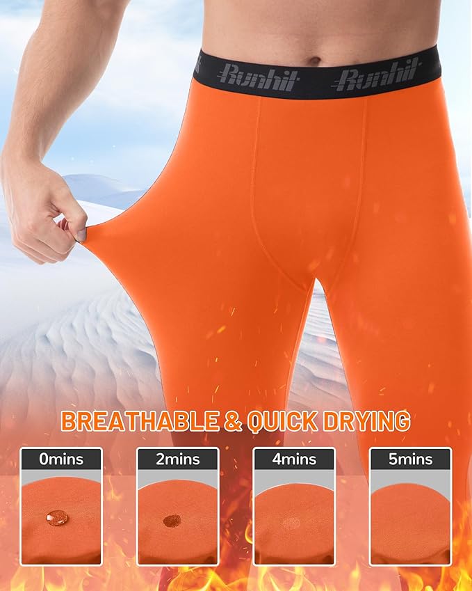 Runhit Men's Thermal Compression Pants Fleece Lined Sports Tights Athletic Leggings Base Layer Bottoms Cold Weather Gear