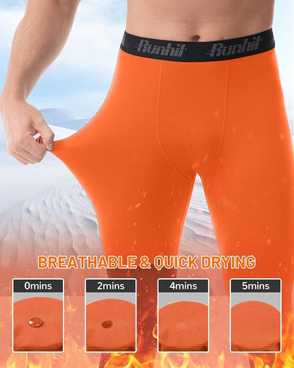 Runhit Men's Thermal Compression Pants Fleece Lined Sports Tights Athletic Leggings Base Layer Bottoms Cold Weather Gear