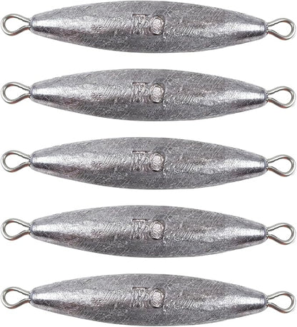 Through Wire Inline Torpedo Sinkers, Lead Double Ringed One Piece Wire Saltwater Fishing Torpedo Weights for Bottom Surf Fishing 1oz, 2oz, 3oz, 4oz, 5oz